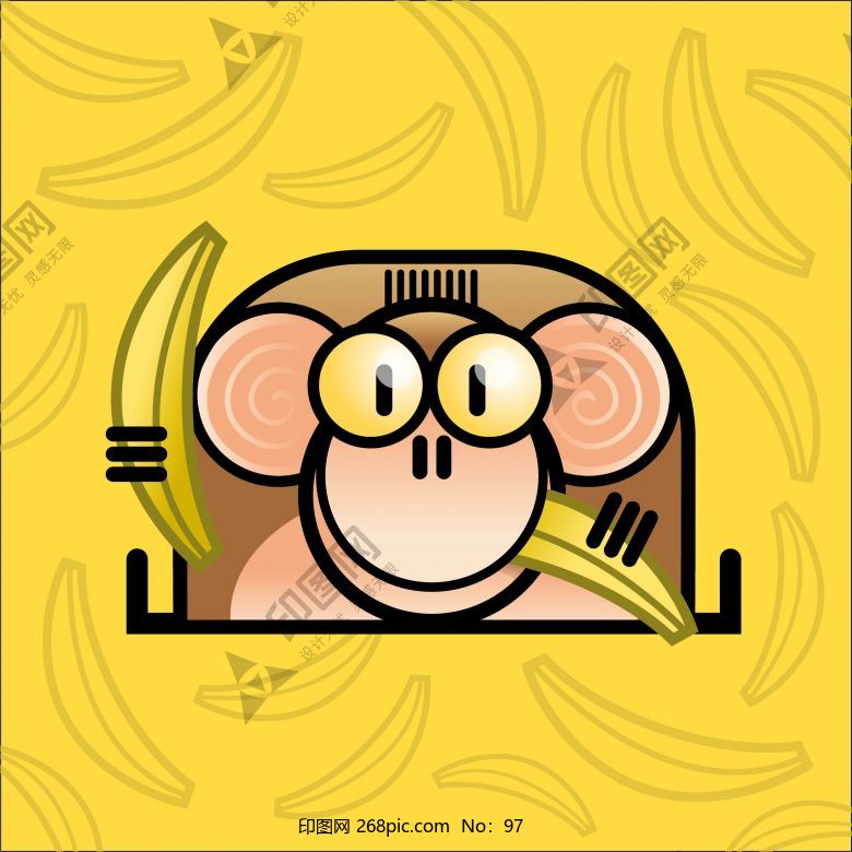 香蕉猴子矢量素材