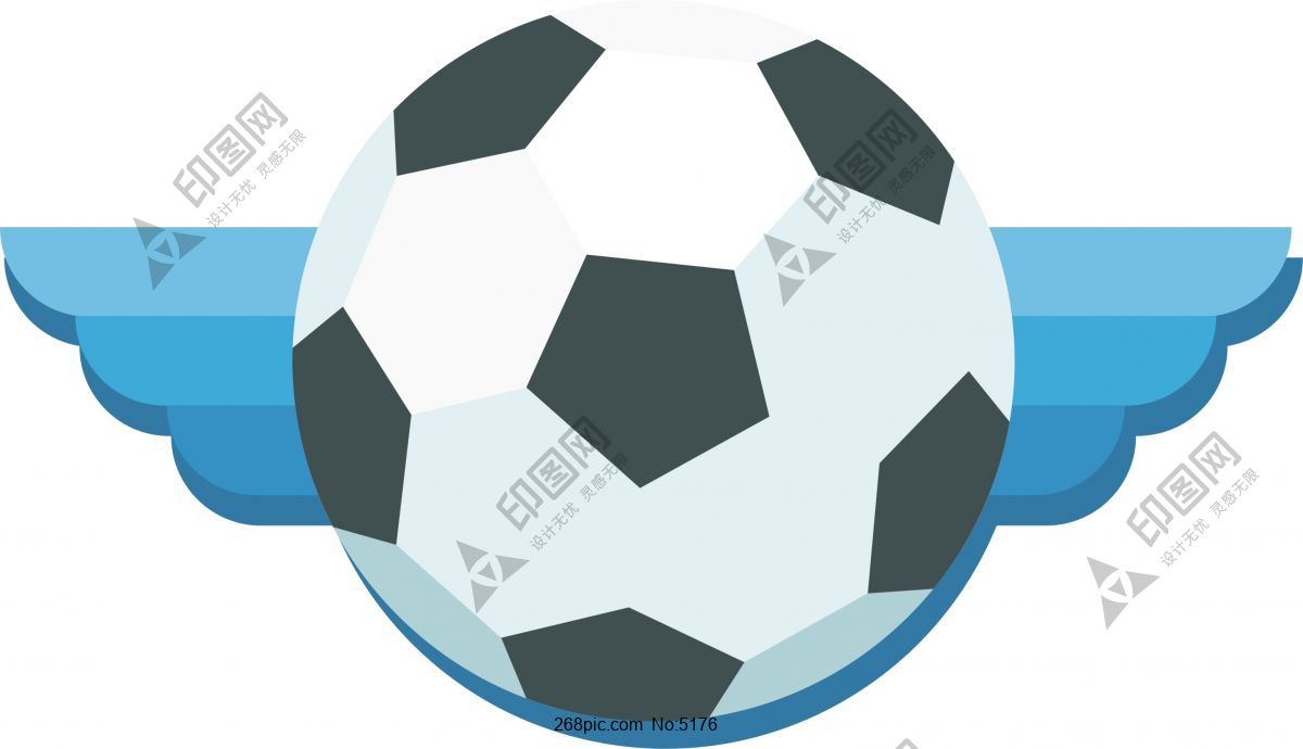 卡通足球球类运动飞行足球图案矢