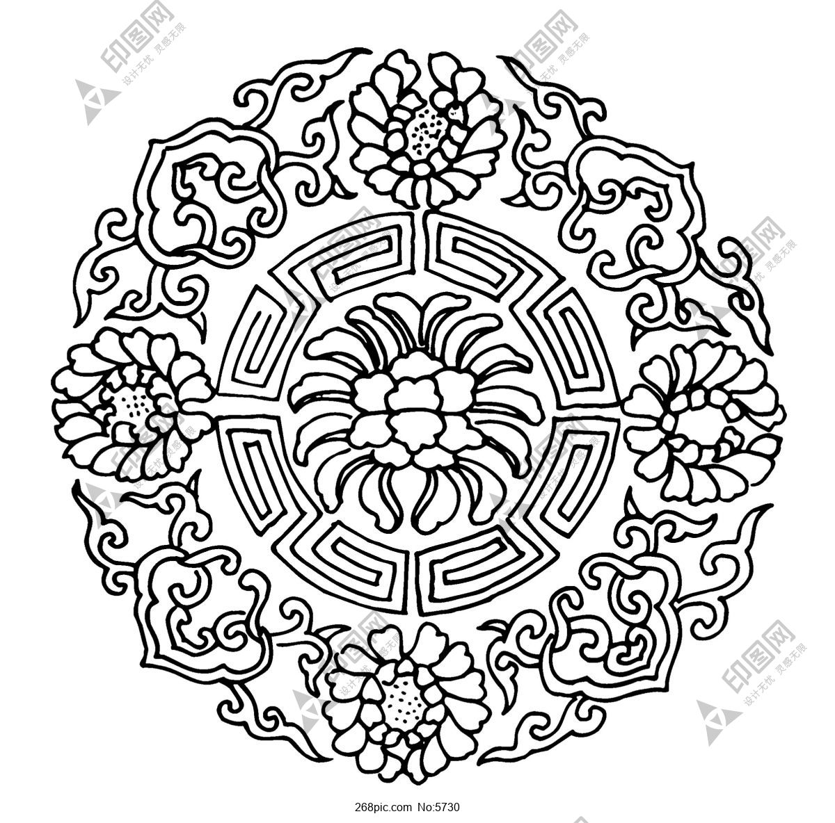 传统花纹艺术创意圆框