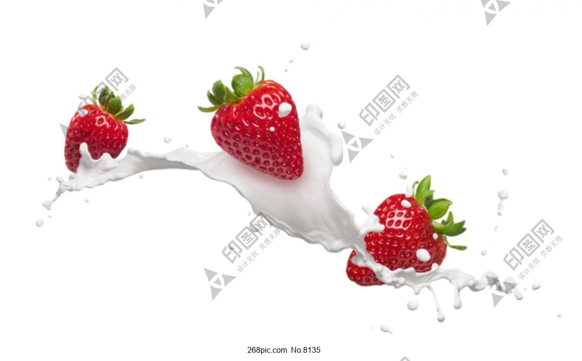 草莓牛奶创意装饰点缀