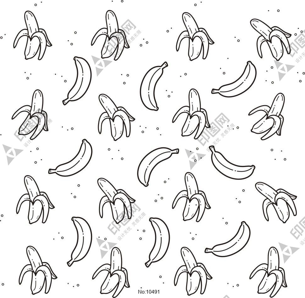 素描香蕉矢量