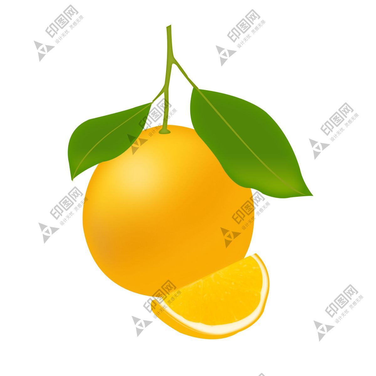 手绘卡通黄色橘子柑橘桔子
