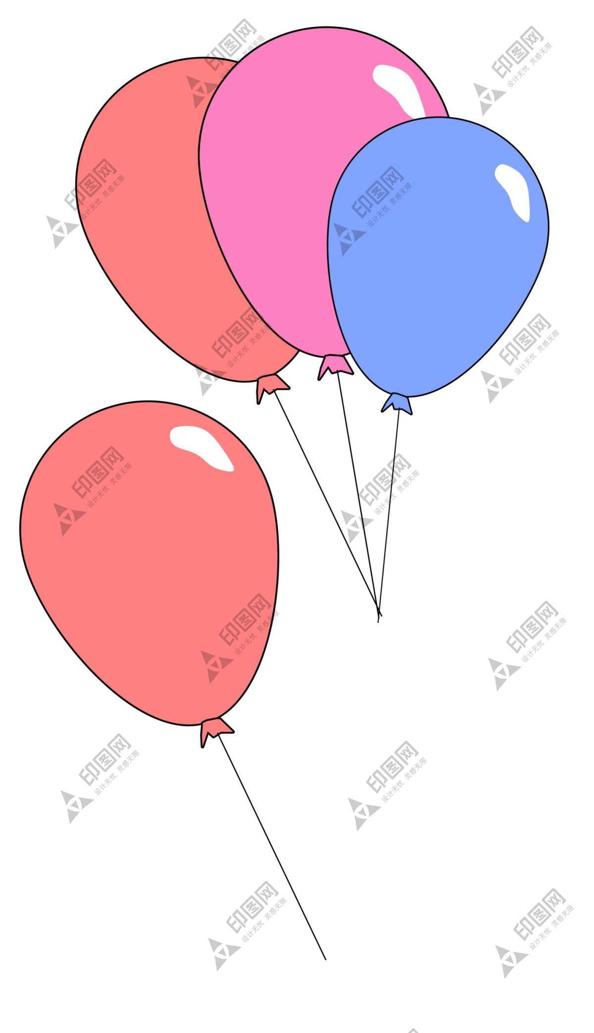 气球卡通手绘漂浮免抠元素