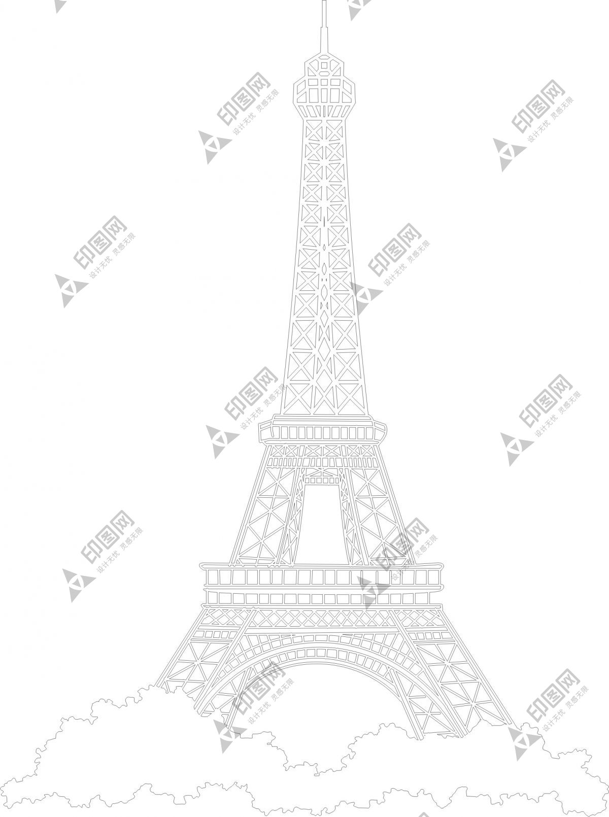 巴黎铁塔简笔画