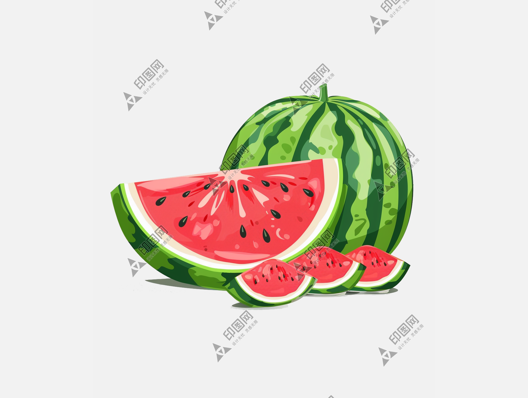 夏日 西瓜 插畫