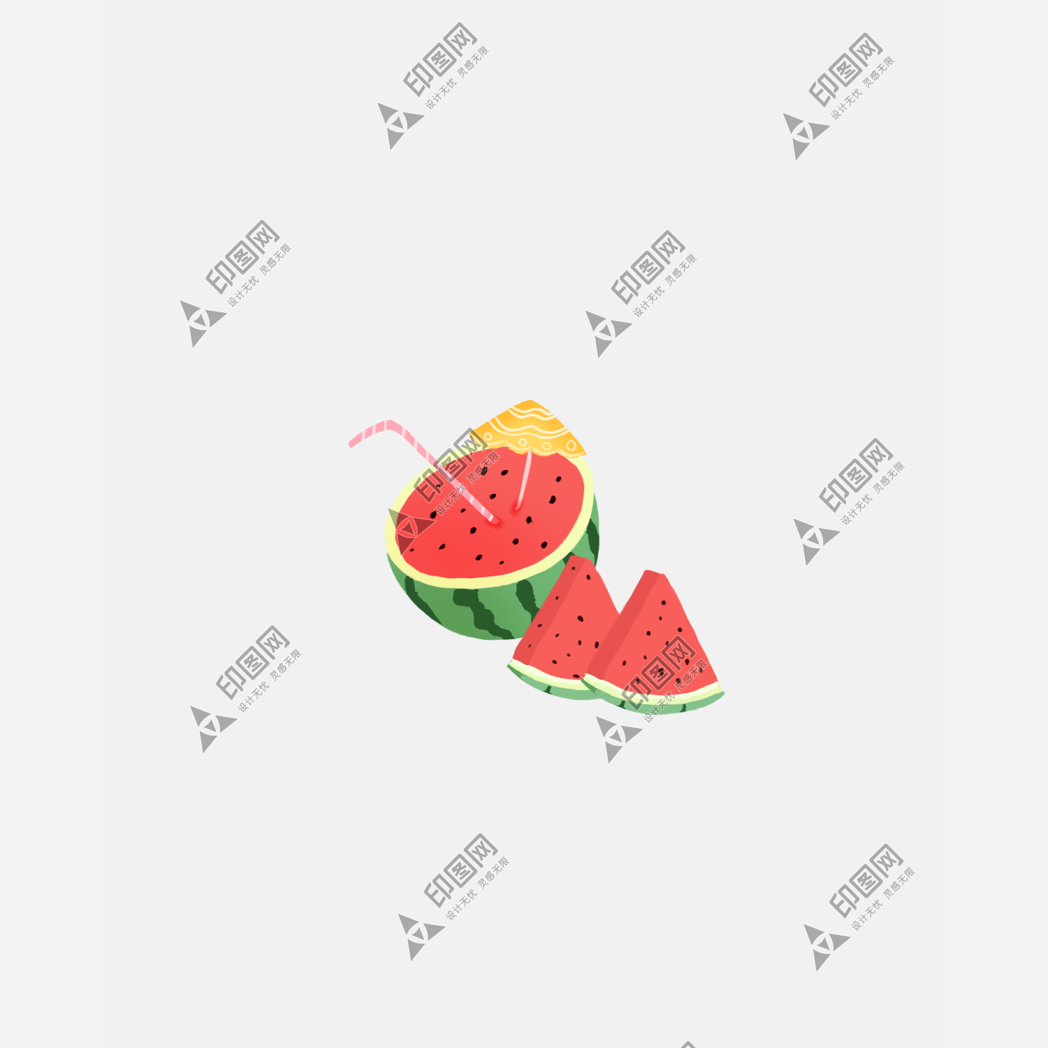 紅色夏天夏至西瓜大小暑假期元素