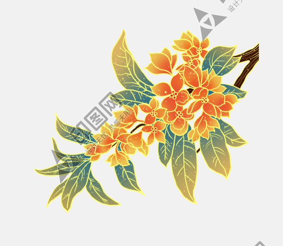 中國風國潮風描線描金桂花樹