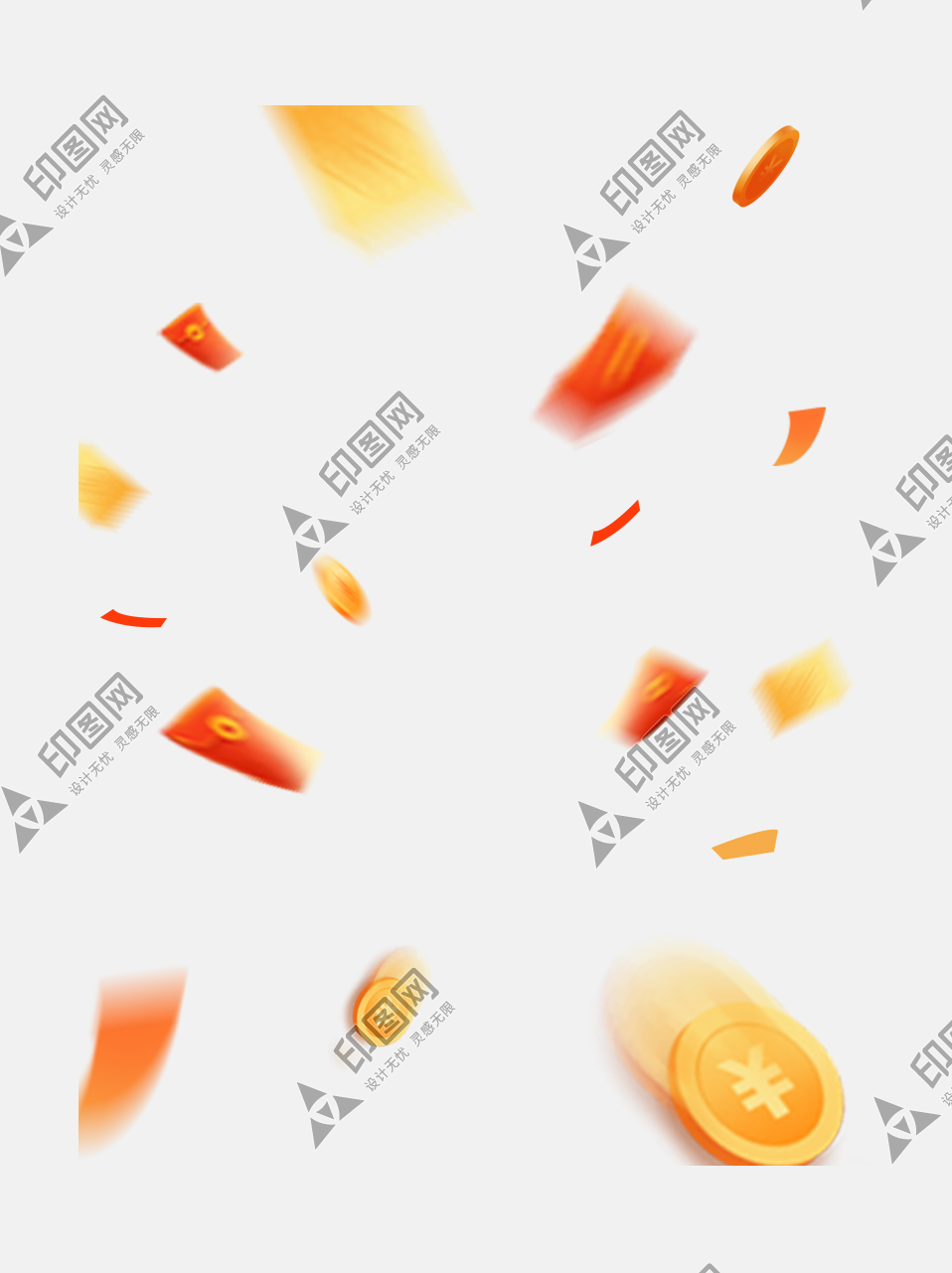 漂浮飛舞電商促銷金融理財紅包金幣點綴元素