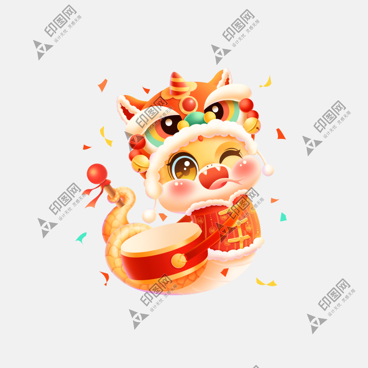 創意卡通蛇年插畫元素