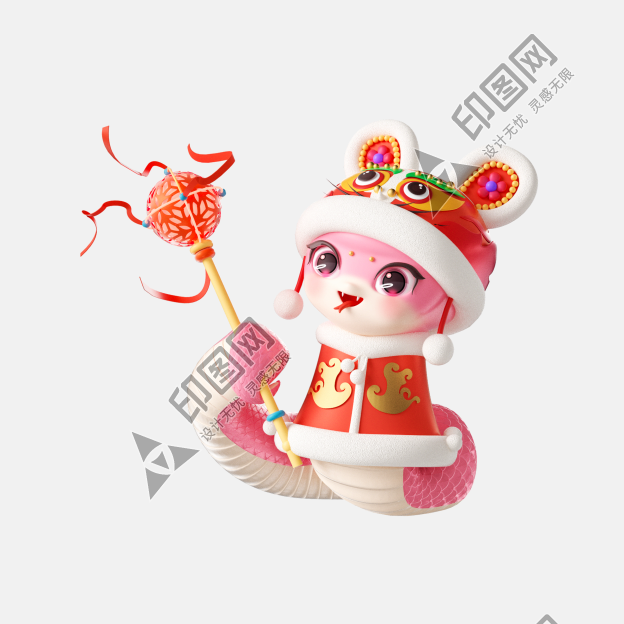 蛇年3D立體春節紅色蛇寶寶舞燈設計圖