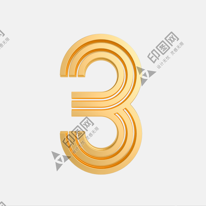 金屬倒計時周年慶數字3