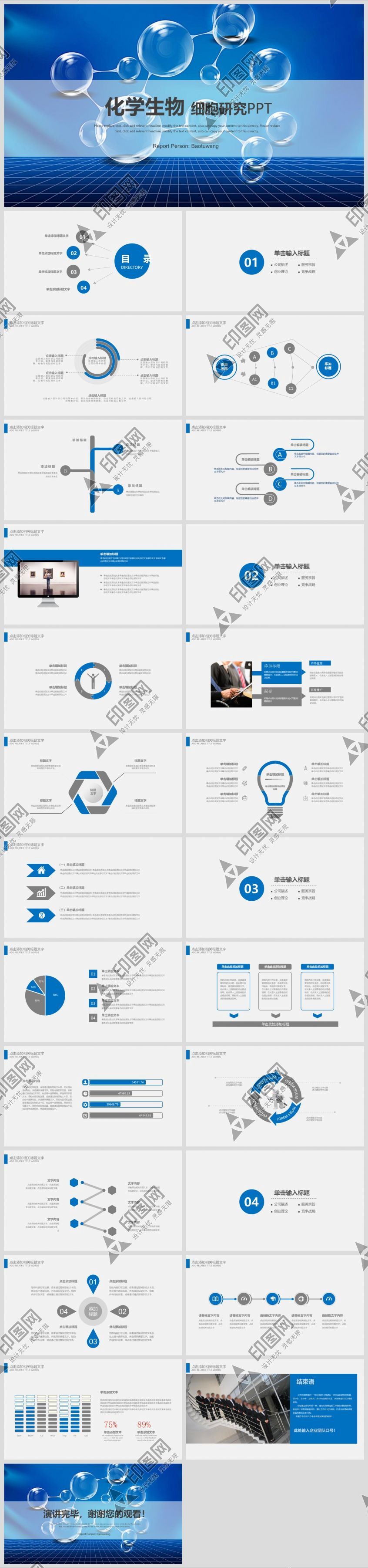 化學生物細胞研究專用 PPT 模板