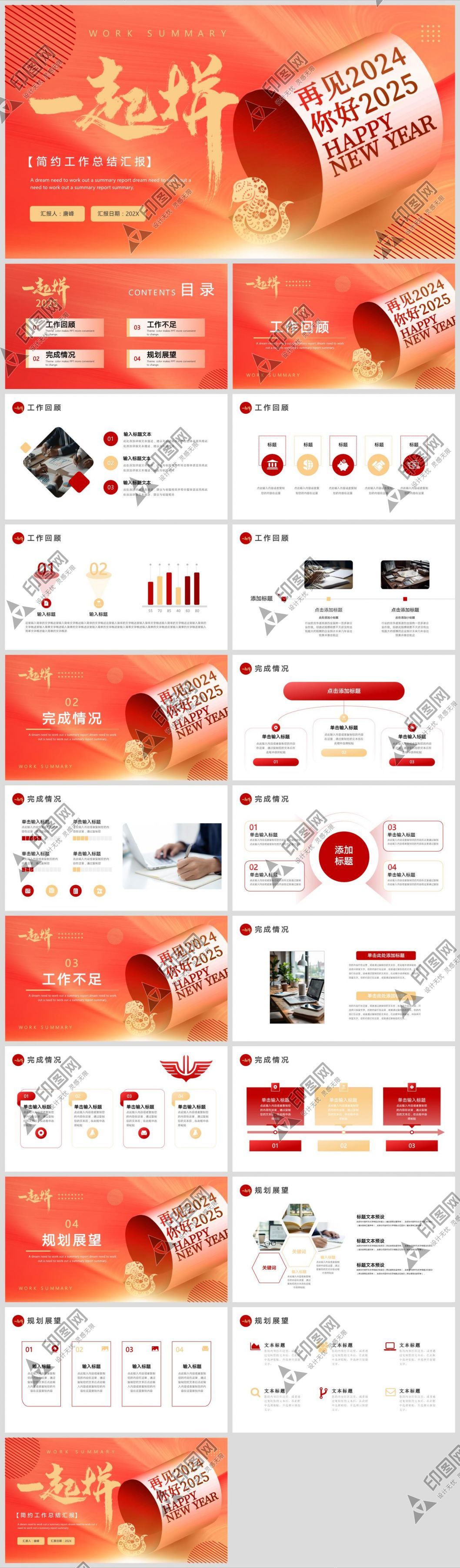 2025工作總結PPT素材模板