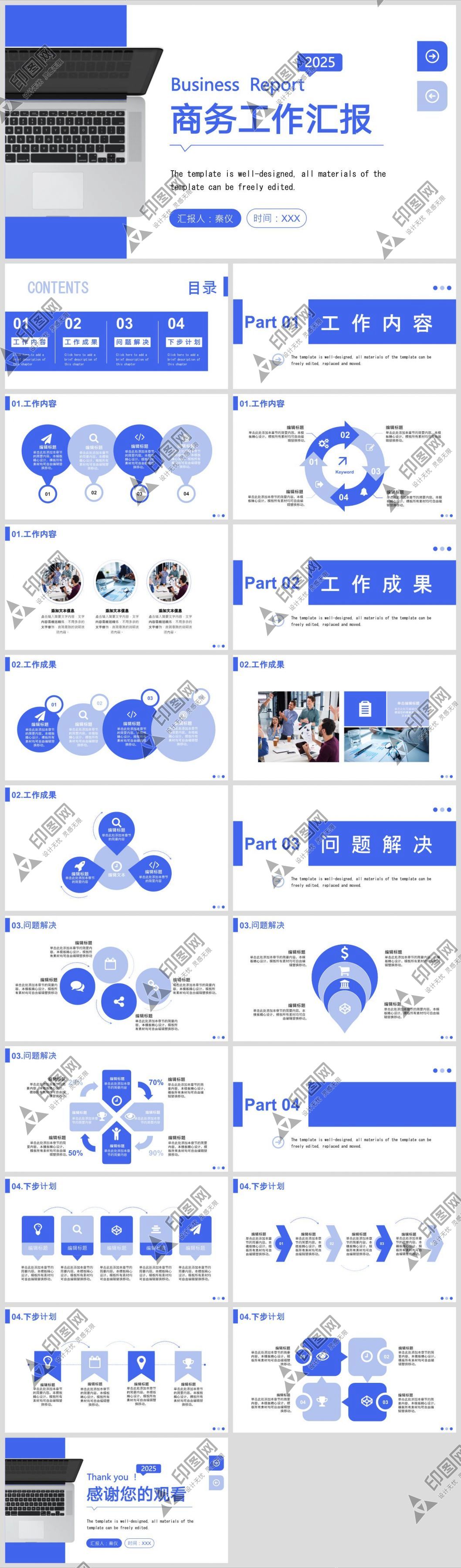 2025工作總結PPT素材模板