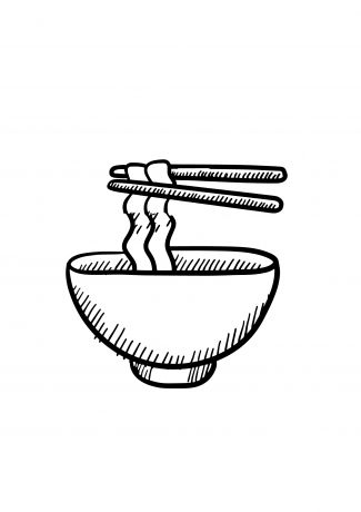 一碗面条搭配筷子素描图标