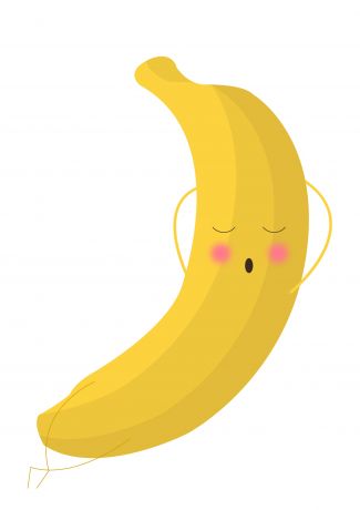 黄色斜靠的卡通香蕉