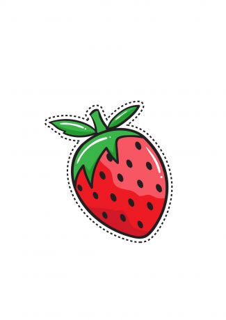 红色草莓水果标贴