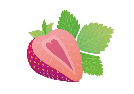 UI绿色水果切开的草莓图标矢量