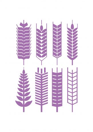 矢量8款直立清新紫色扁平化麦穗