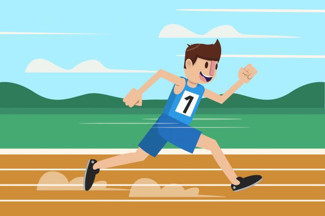 卡通运动员跑步背景素材