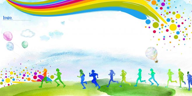 彩色激情马拉松奔跑剪影海报