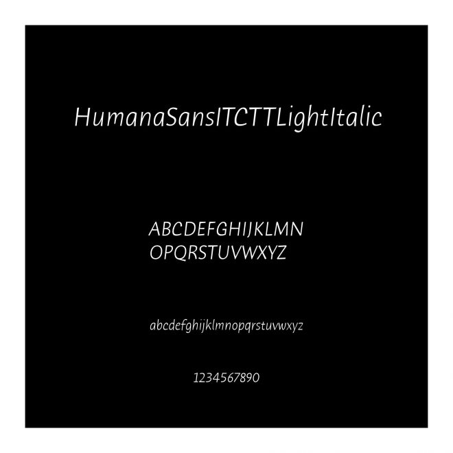HumanaSansITCTTLightItalic