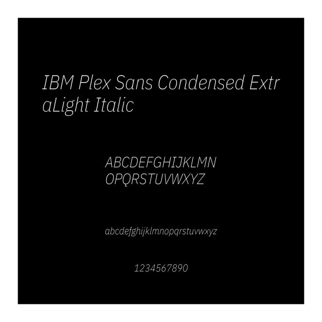 IBM Plex Sans Condensed ExtraLight Italic