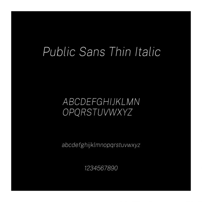 Public Sans Thin Italic