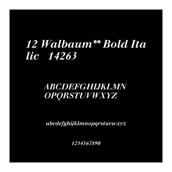 12 Walbaum** Bold Italic   14263