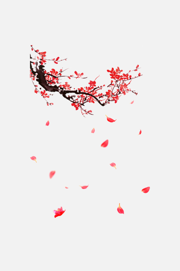 紅色中國風飄落梅花花瓣