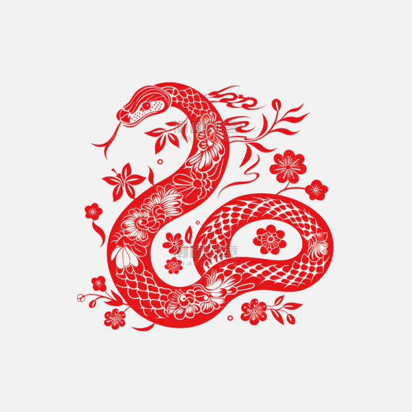 創意窗花紅色剪紙風傳統十二生肖蛇