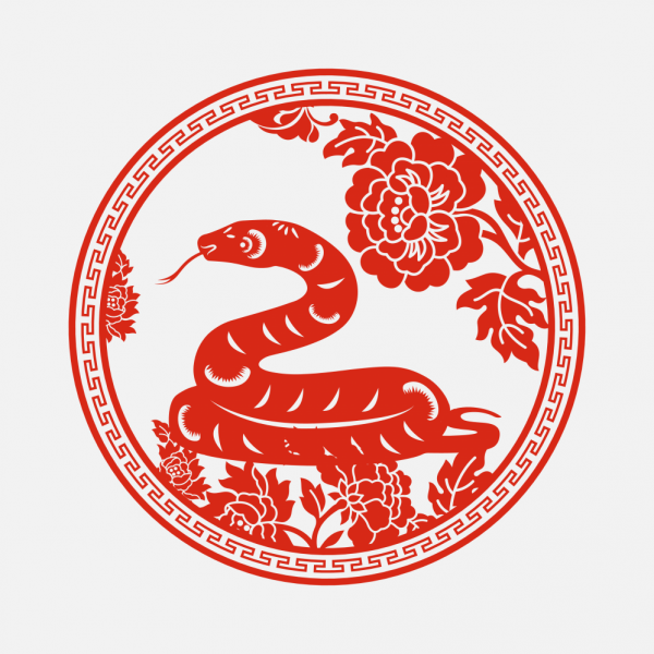 紅色喜慶十二生肖蛇年剪紙貼紙
