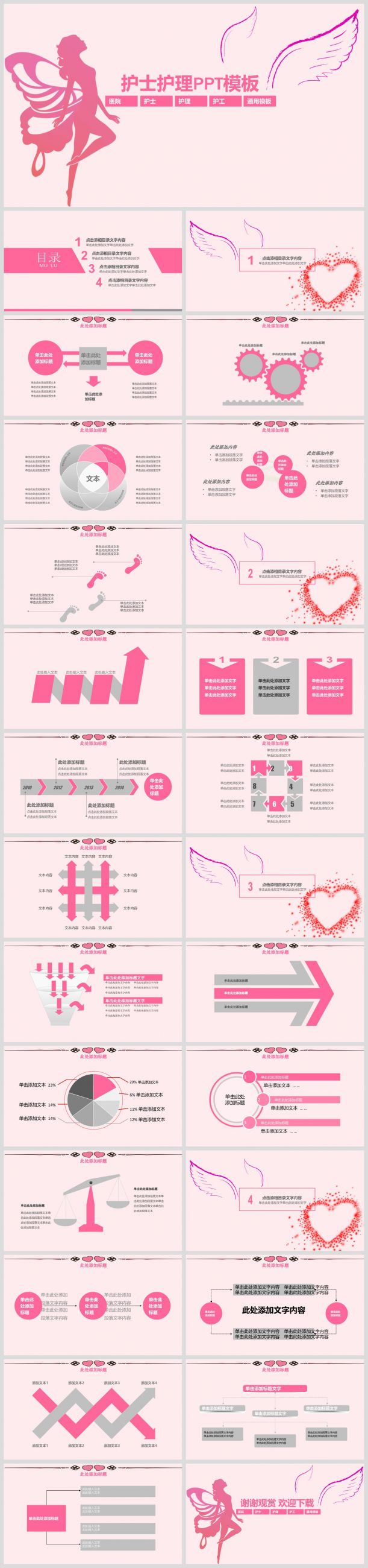 粉色天使風(fēng)護(hù)士護(hù)理專用 PPT 模板精選