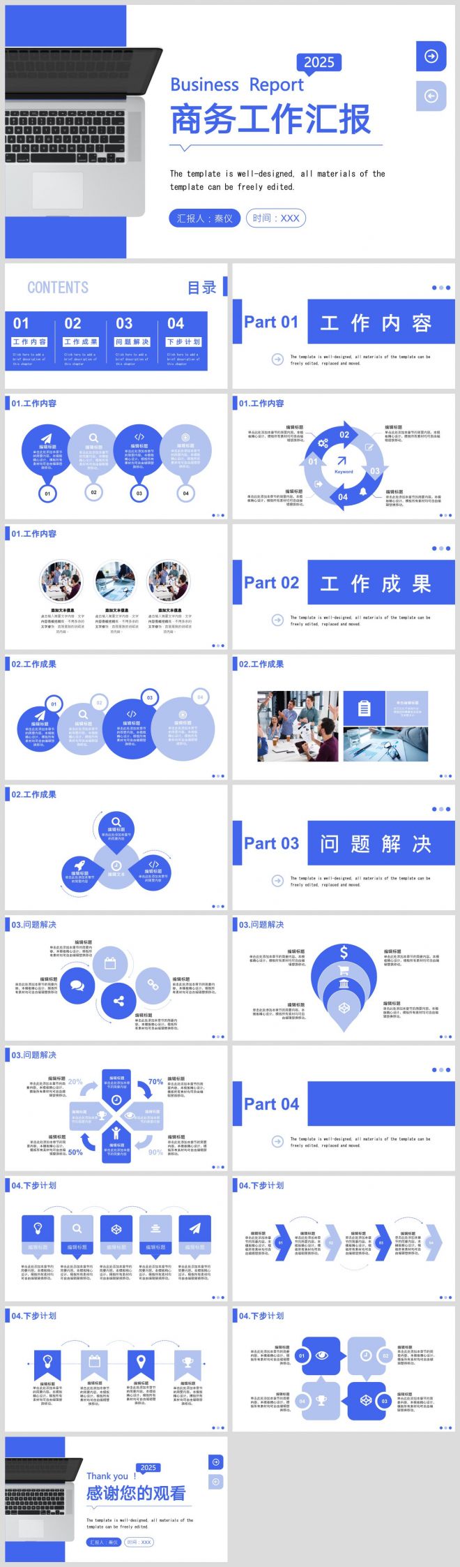 2025工作總結PPT素材模板