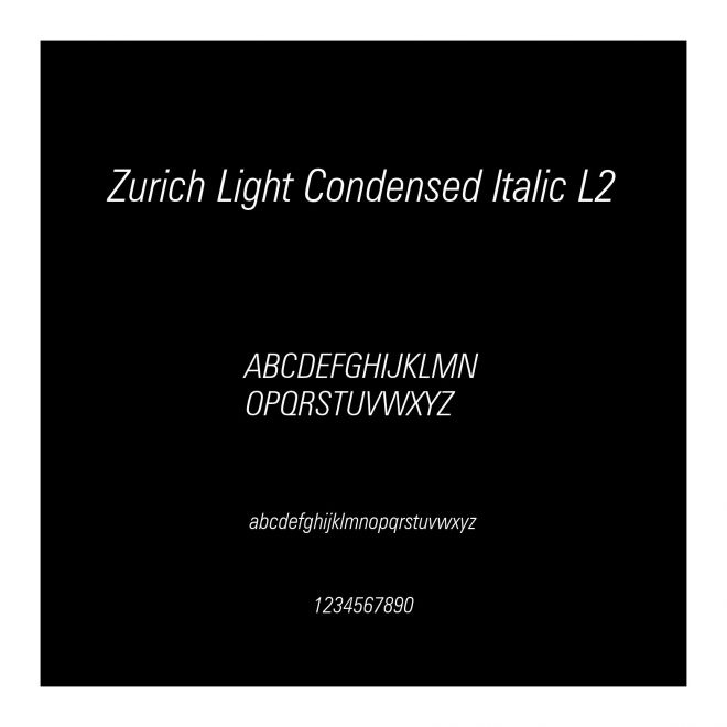 Zurich Light Condensed Italic L2