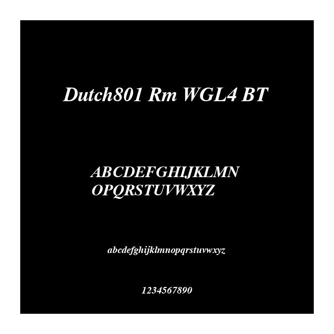 Dutch801 Rm WGL4 BT