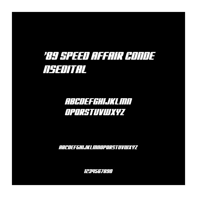 '89 Speed Affair CondensedItal
