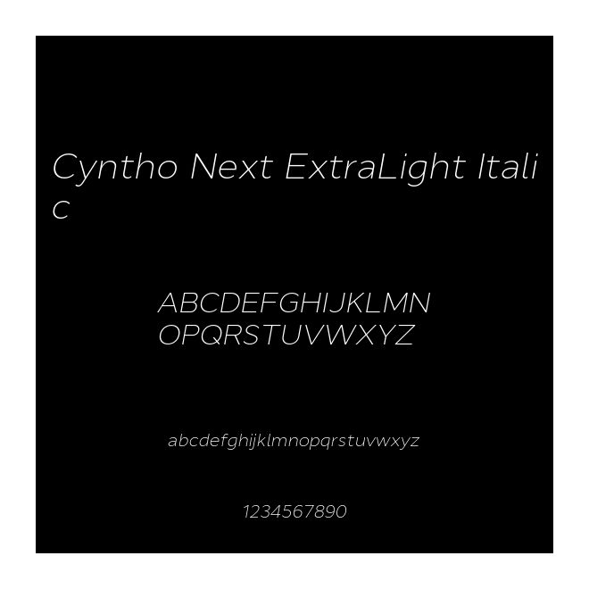 Cyntho Next ExtraLight Italic