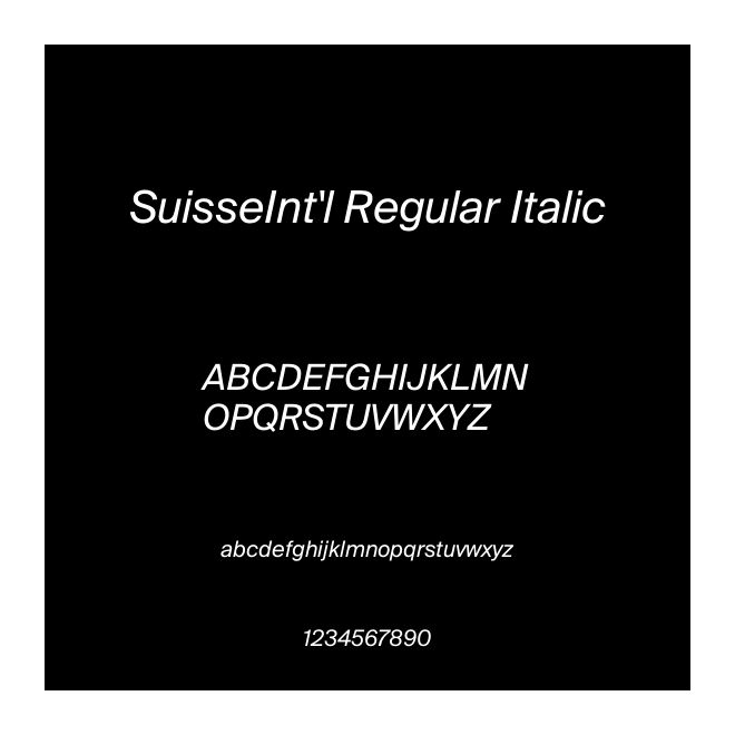 SuisseInt'l Regular Italic