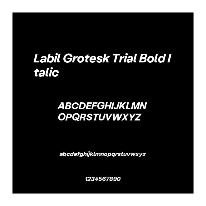 Labil Grotesk Trial Bold Italic