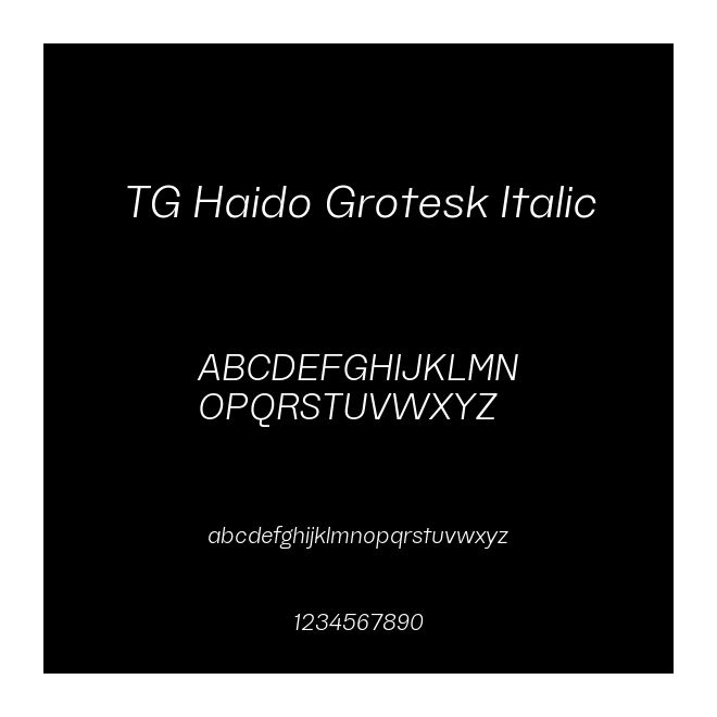 TG Haido Grotesk Italic