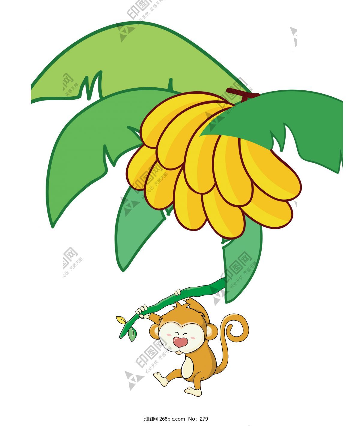 在香蕉樹(shù)上玩耍的猴子