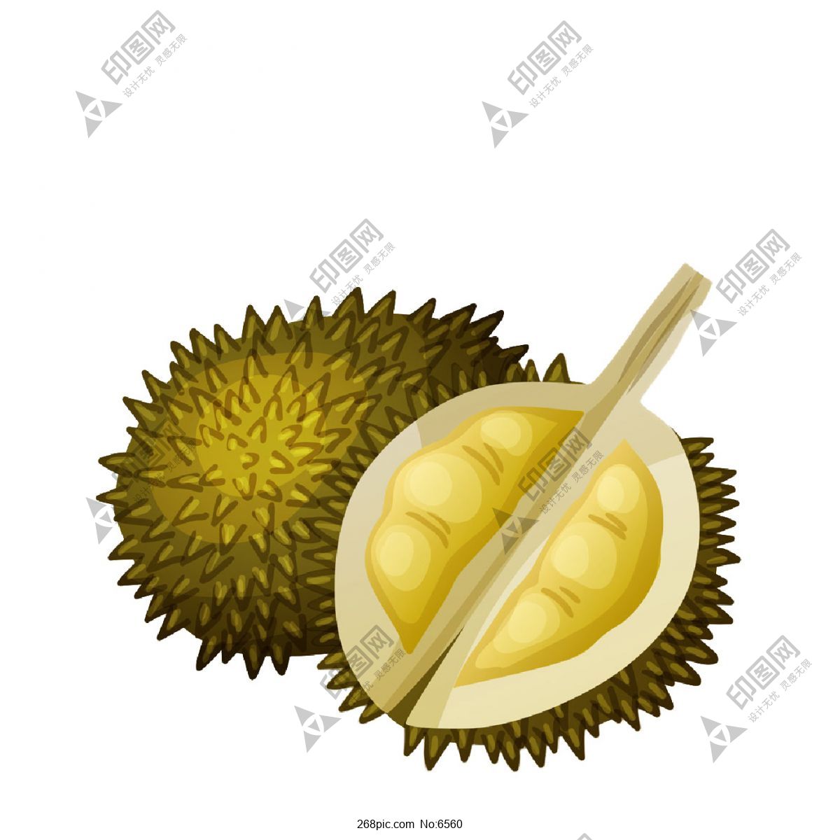 卡通榴莲水果设计