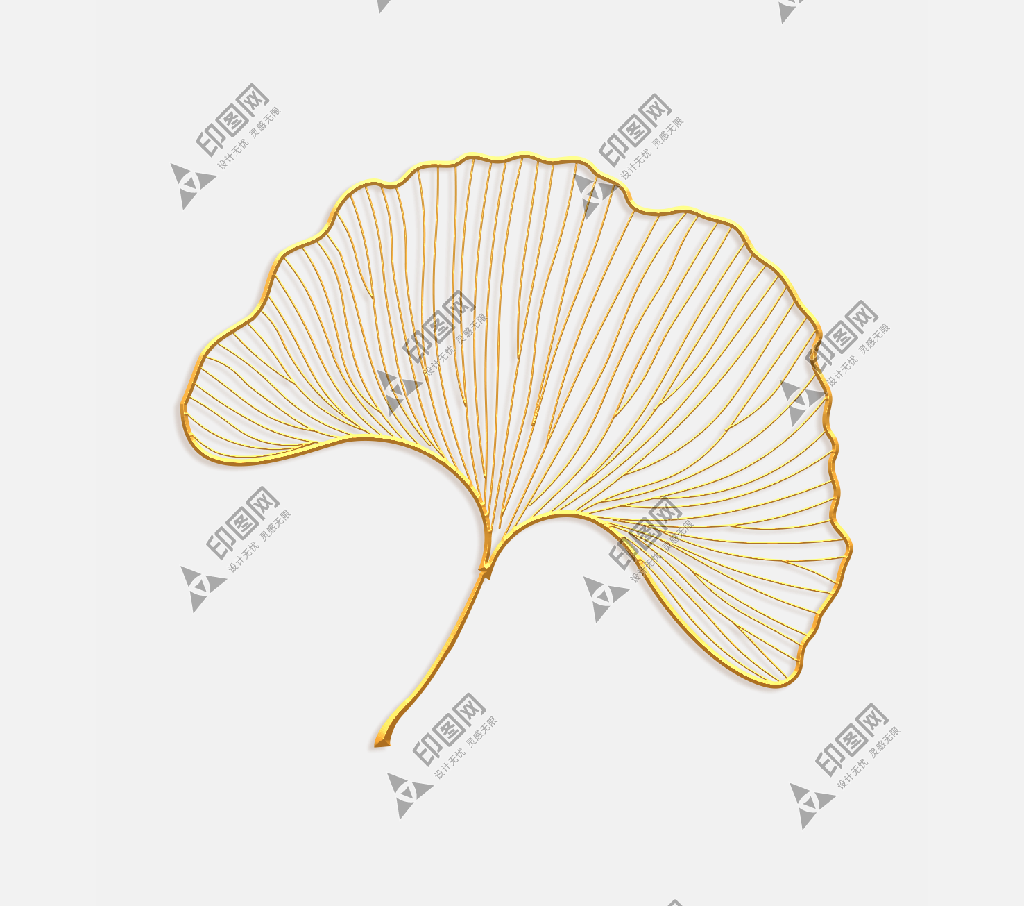 银杏叶-树叶-掐金丝-金丝-png