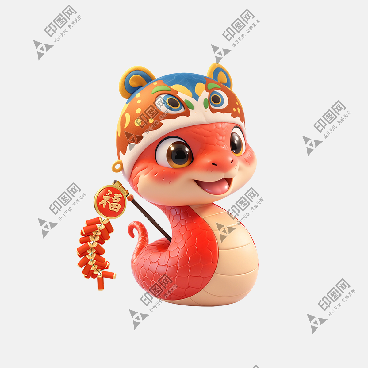 蛇年春節可愛感卡通3D戴頭套擬人