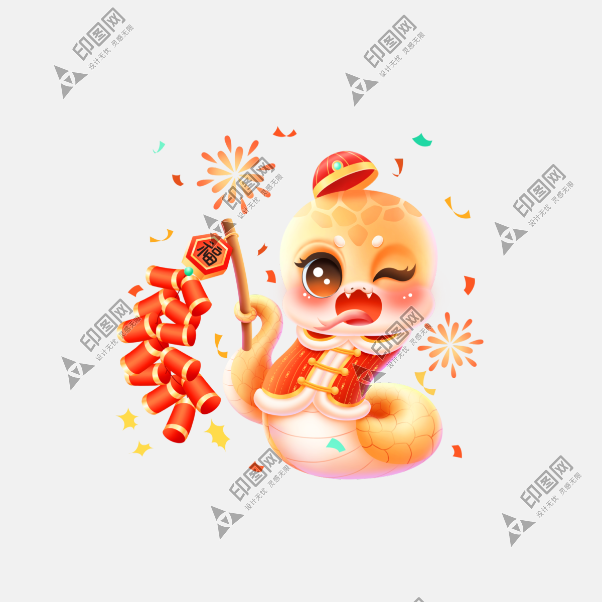 创意卡通蛇年插画元素