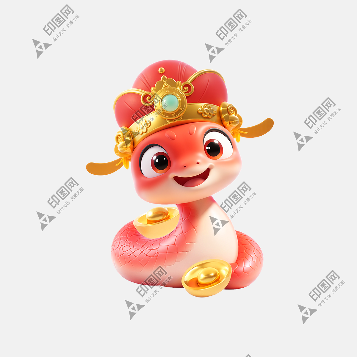 蛇年春節可愛感卡通3D戴頭套擬人蛇元素