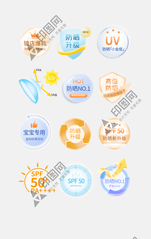 夏季 出游 防曬霜 化妝品 促銷標簽