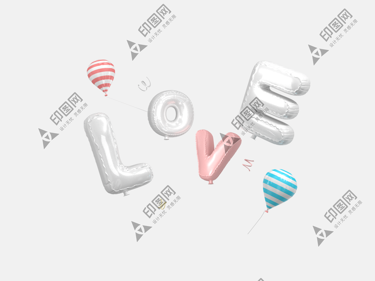 love彩色氣球創意藝術字設計