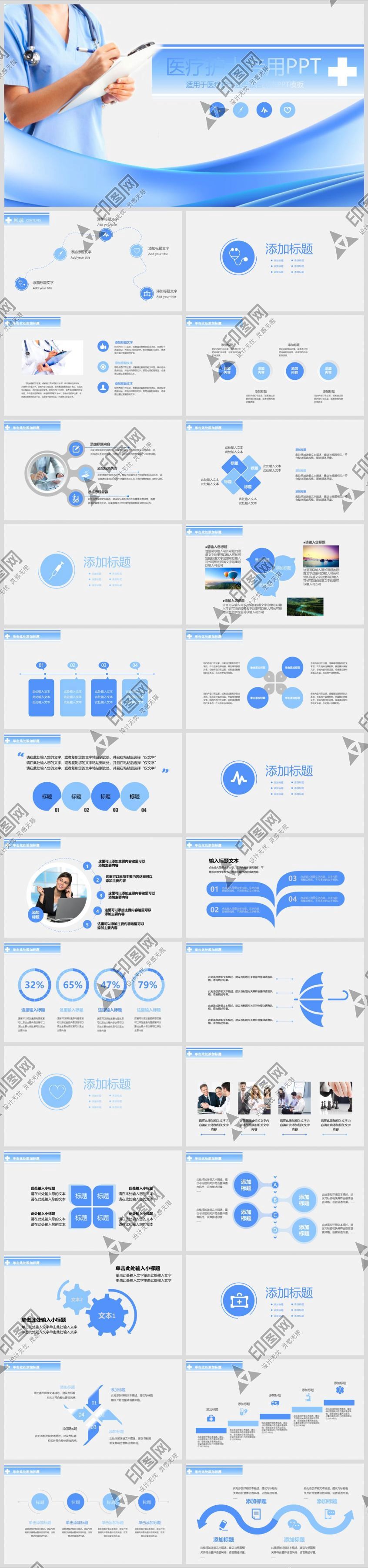 专业医疗护士 PPT 模板护理工作汇报